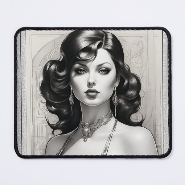 Item preview, Natalia Retro Age Pin Up Alluring Portrait Illustraion AI Concept Art by Xzendor7 designed and sold by Xzendor7 Digital Art Creations.