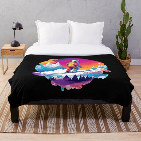 Item preview, Glowing slopes: Colorful skiing fun in the Neon Mountains designed and sold by WallGemsArt.