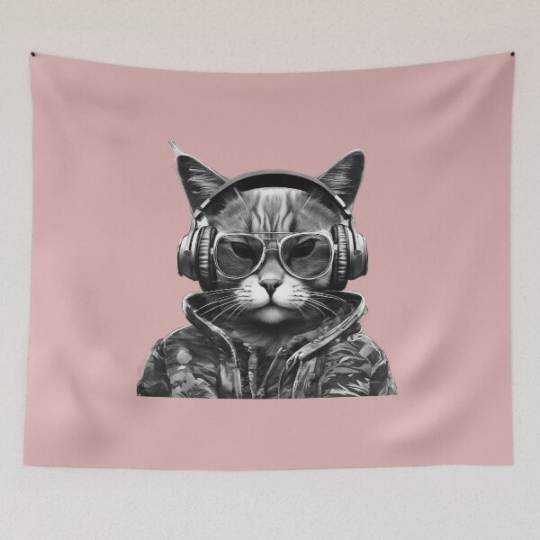 Item preview, Cool cat with headphones and sunglasses designed and sold by KarakitAI.