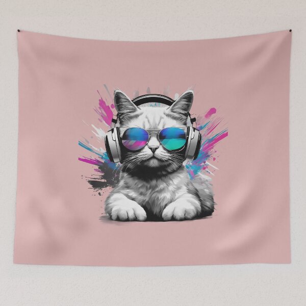 Item preview, Cool cat with headphones and sunglasses designed and sold by KarakitAI.