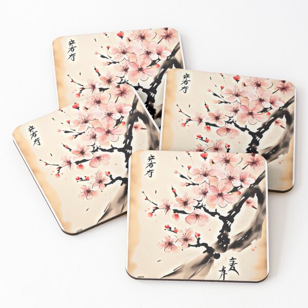 Item preview, Japanese Cherry Blossoms With Calligraphy  designed and sold by Sizani.