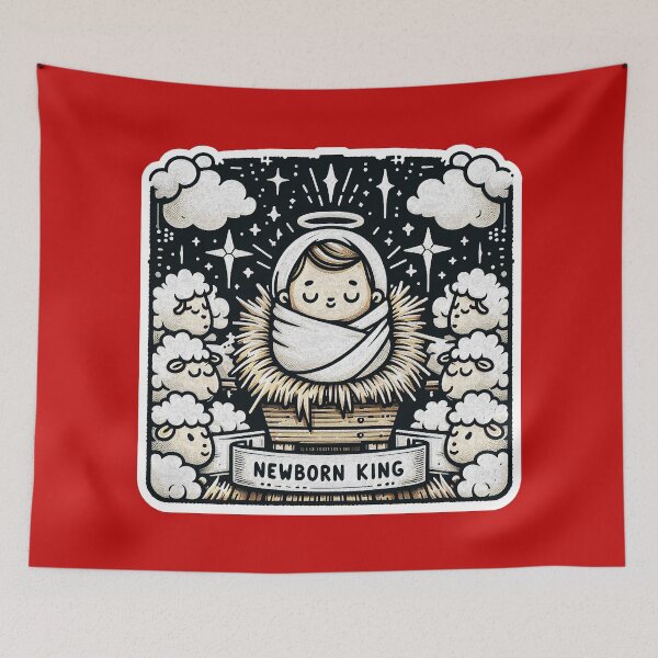 Item preview, Newborn King Jesus Manger Sheep Good News Gospel designed and sold by plushism.