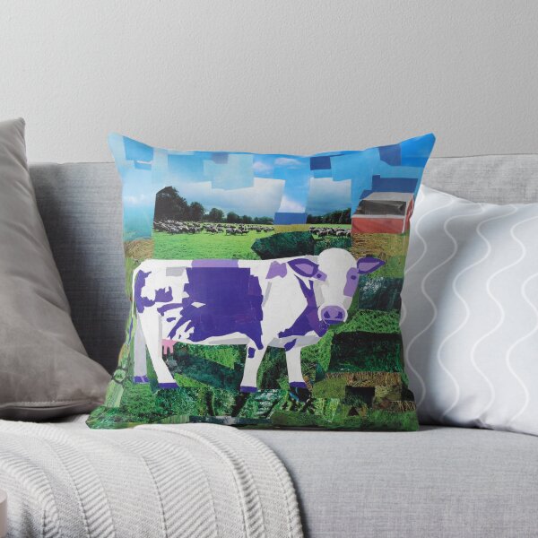 A Purple Cow's Paradise Throw Pillow