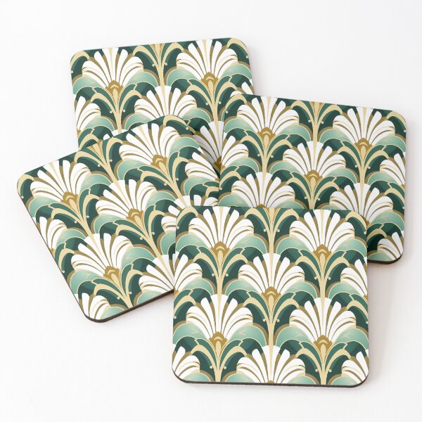 Item preview, Green white gold art deco pattern designed and sold by AnnaGo.