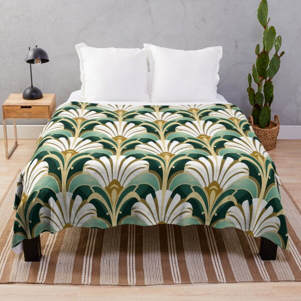Item preview, Green white gold art deco pattern designed and sold by AnnaGo.