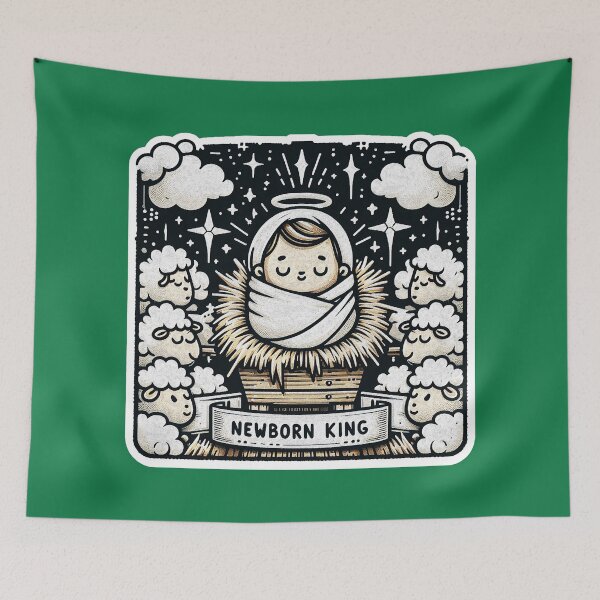 Item preview, Newborn King Jesus Manger Sheep Good News Gospel designed and sold by plushism.