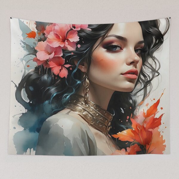 Item preview, Elegant woman and flowers designed and sold by Animepic222.
