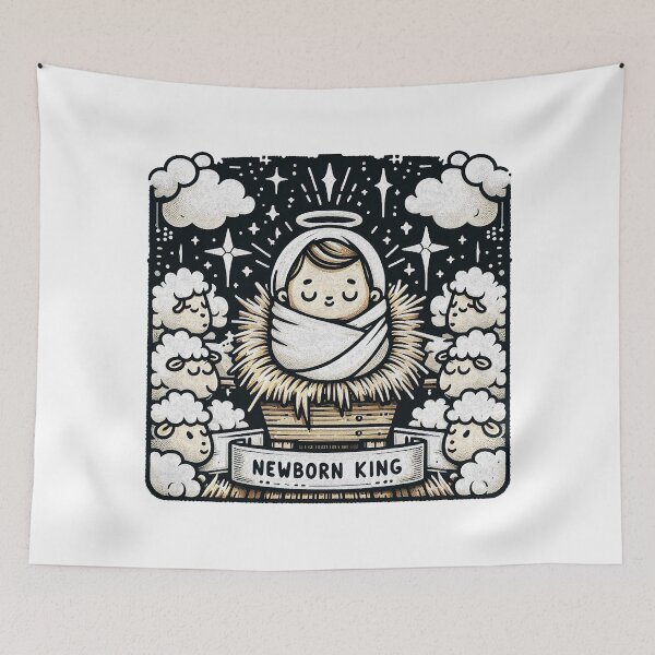Item preview, Newborn King Jesus Manger Sheep Good News Gospel designed and sold by plushism.