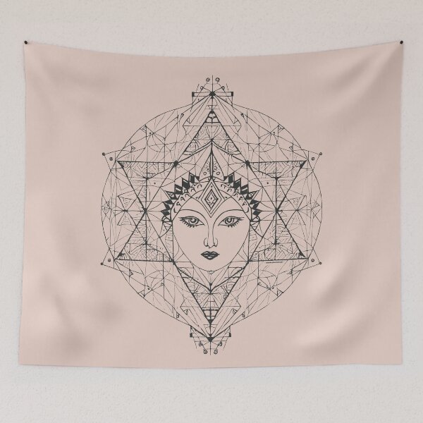 Item preview, Aztec Goddess in Black | Sacred Geometry Portraits designed and sold by monkeybusiness.pt.