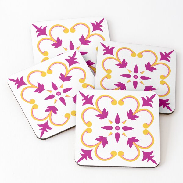 Item preview, Cute Pink and Yellow Azulejo Portuguese Tile Vector Artwork 15 designed and sold by ilonitta.