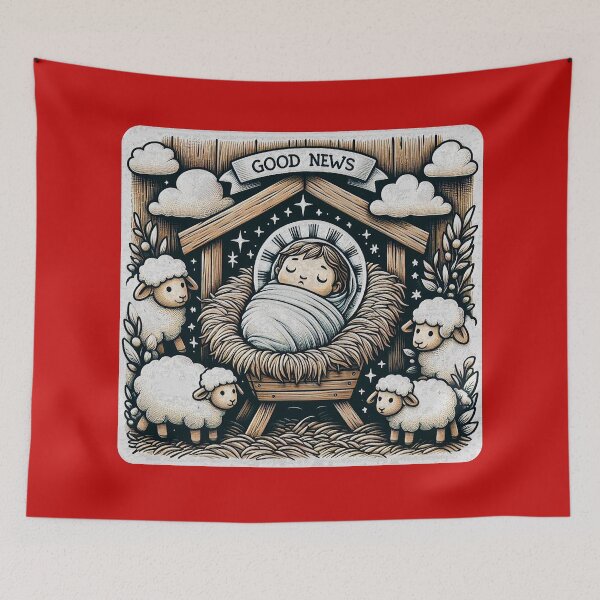 Item preview, Newborn King Jesus Manger Baby Sheep Good News Gospel designed and sold by plushism.