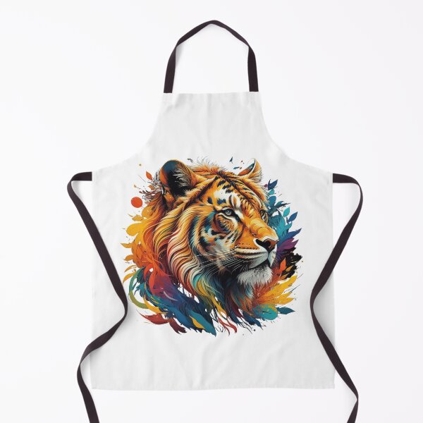 Item preview, Tiger head with colorful feathers and splashes designed and sold by Sanan Israyilli.