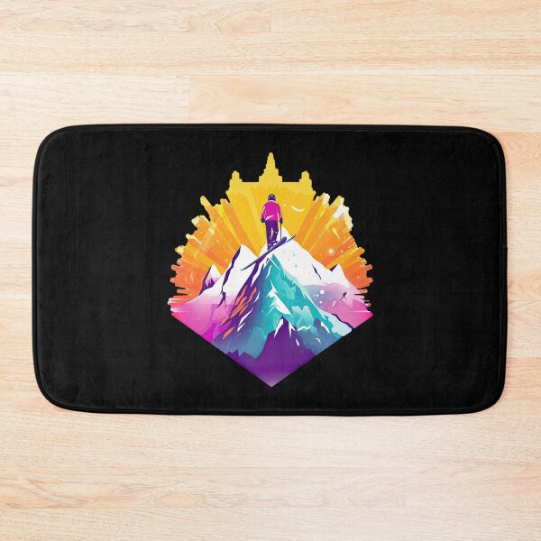 Item preview, Neon summit magic: skiers in the sunset view designed and sold by WallGemsArt.