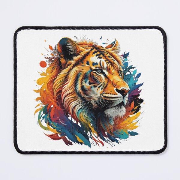 Item preview, Tiger head with colorful feathers and splashes designed and sold by Sanan Israyilli.