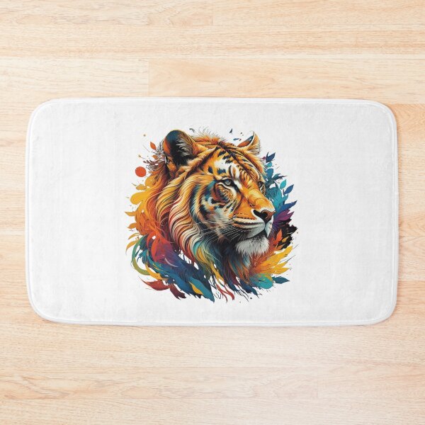 Item preview, Tiger head with colorful feathers and splashes designed and sold by Sanan Israyilli.