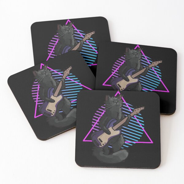 Item preview, Black Cat Playing Bass Guitar designed and sold by FelineEmporium.