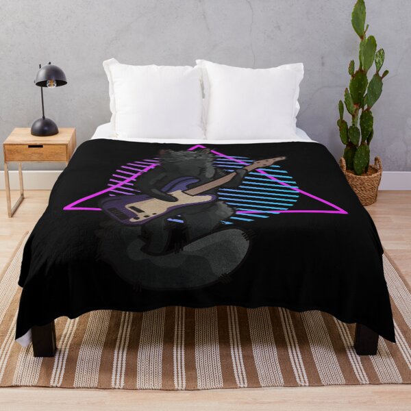 Item preview, Black Cat Playing Bass Guitar designed and sold by FelineEmporium.