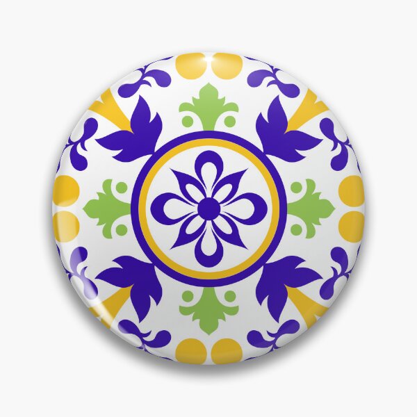 Item preview, Cute Green, Blue and Yellow Azulejo Portuguese Tile Vector Artwork 19 designed and sold by ilonitta.