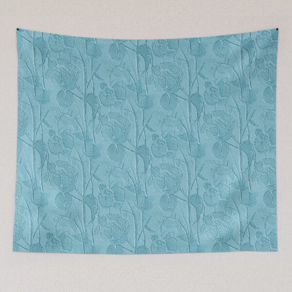 Item preview, My Patio Roses Blue Monochromatic Pattern  designed and sold by Artistestella.