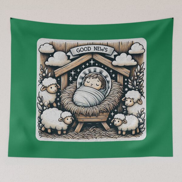 Item preview, Newborn King Jesus Manger Baby Sheep Good News Gospel designed and sold by plushism.