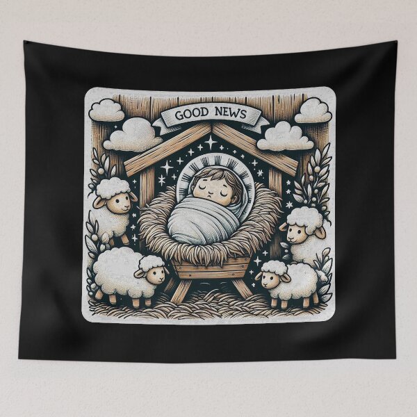 Item preview, Newborn King Jesus Manger Baby Sheep Good News Gospel designed and sold by plushism.