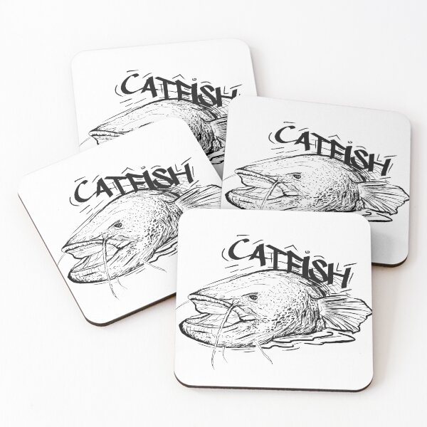 Item preview, Black and white illustration of a Catfish in Graffiti Style designed and sold by FishingMD.