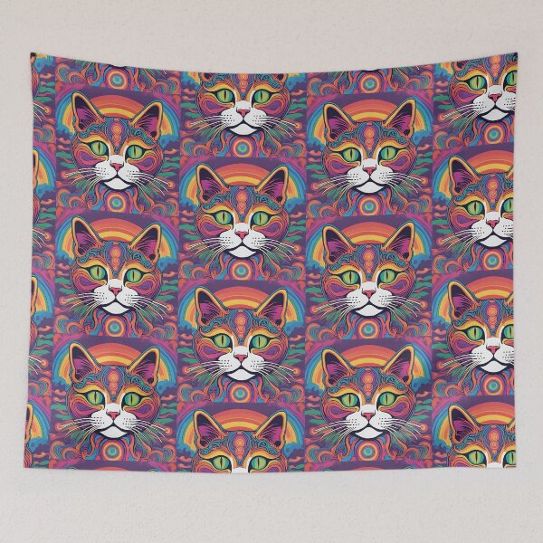 Item preview, Karma is a psychedelic cat  designed and sold by 17Secrets.