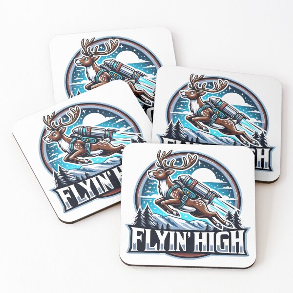 Item preview, Flyin' High - Reindeer Soaring with Jetpack designed and sold by PixelProphets.