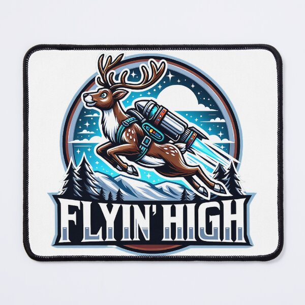 Item preview, Flyin' High - Reindeer Soaring with Jetpack designed and sold by PixelProphets.