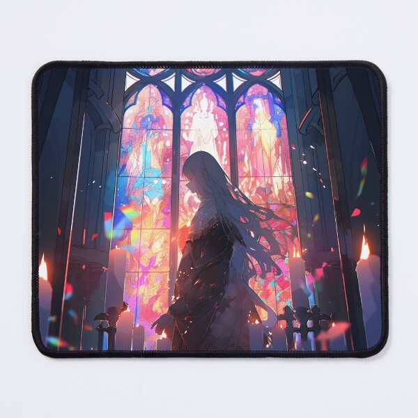 Item preview, Anime religious girl in Cathedral with candles art designed and sold by TheArtistOf2022.