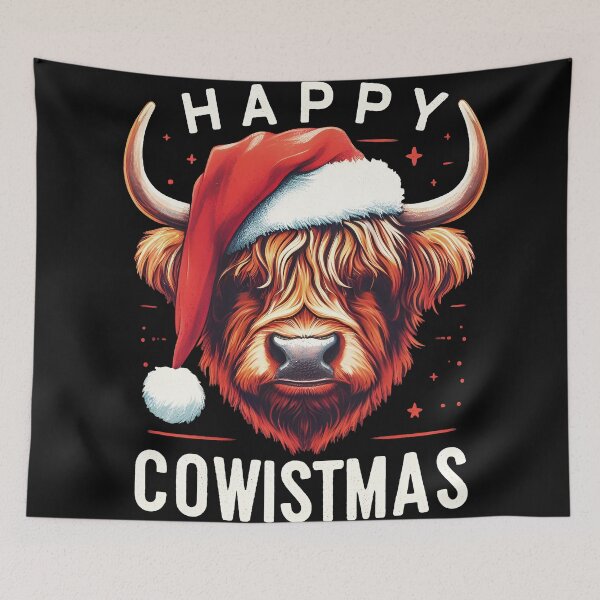 Item preview, Highland Cow Happy Cowistmas Christmas Cow design designed and sold by SideKickCreates.