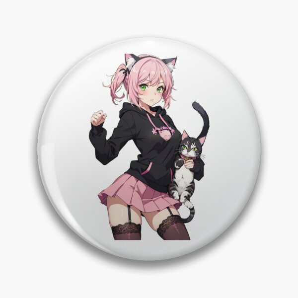 Item preview, Cute anime girl with pink hair and a cat designed and sold by Wxjtecki.