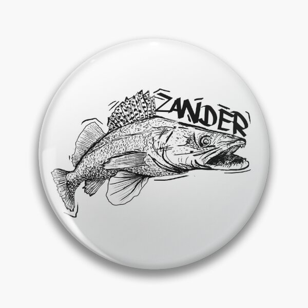 Item preview, Black and white illustration of a Zander in Graffiti Style designed and sold by FishingMD.