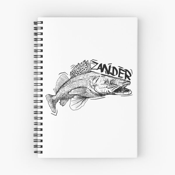Item preview, Black and white illustration of a Zander in Graffiti Style designed and sold by FishingMD.
