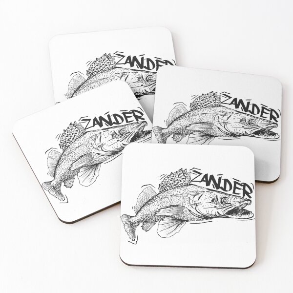 Item preview, Black and white illustration of a Zander in Graffiti Style designed and sold by FishingMD.