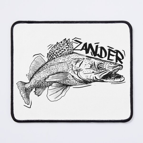 Item preview, Black and white illustration of a Zander in Graffiti Style designed and sold by FishingMD.