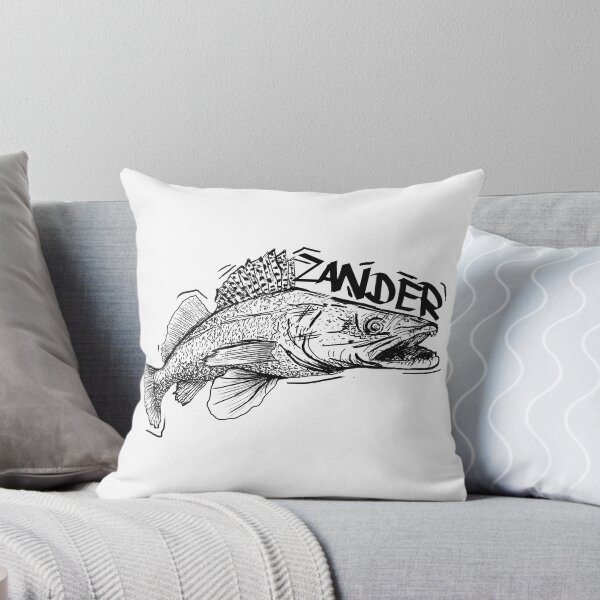 Item preview, Black and white illustration of a Zander in Graffiti Style designed and sold by FishingMD.