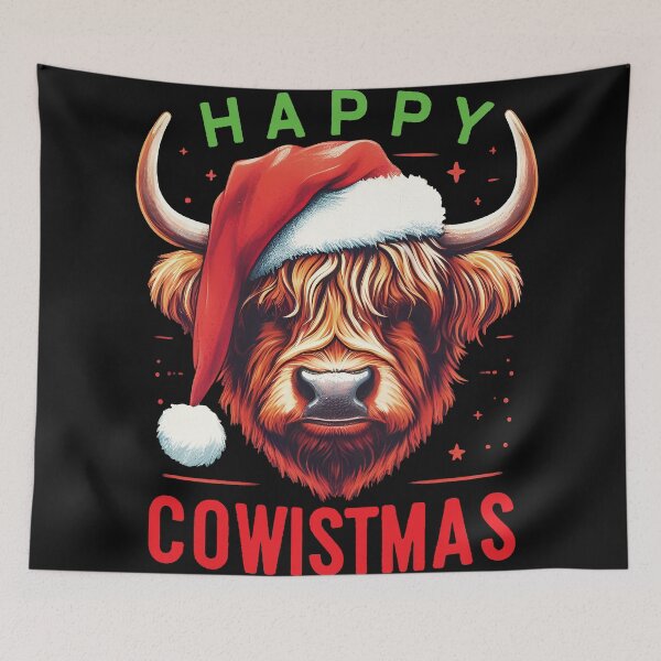 Item preview, Highland Cow Happy Cowistmas Christmas Cow design designed and sold by SideKickCreates.