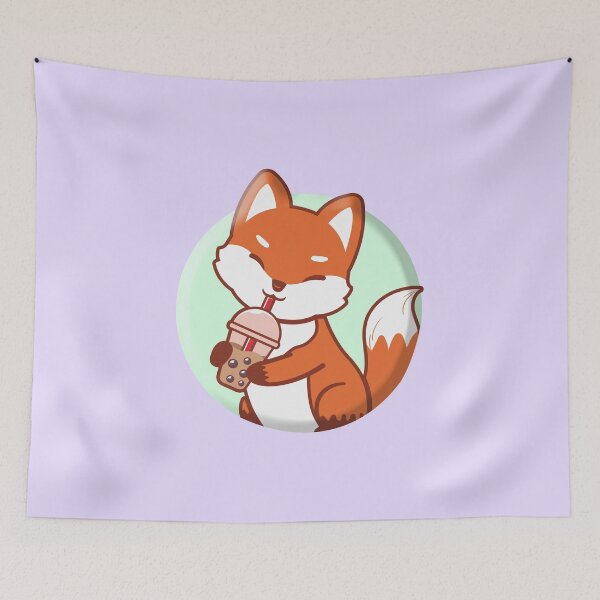 Item preview, Fox Cute Drinking Boba designed and sold by franktact.