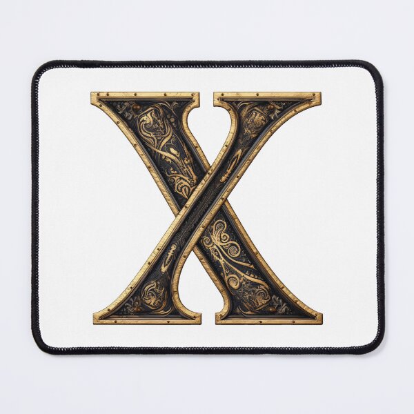 Item preview, Letter X Gothic black and gold trimming with floral ornament designed and sold by StylishStacks.