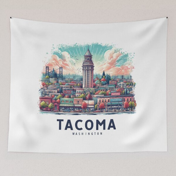 Item preview, Tacoma, Washington,  Watercolor Illustration designed and sold by PaintMeWorld.