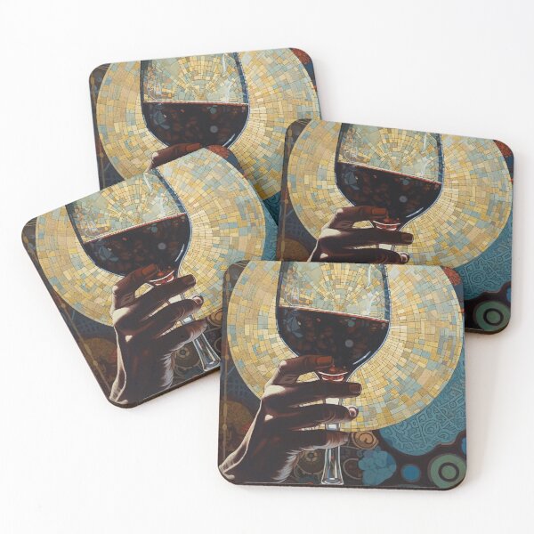 Item preview, Abstract aesthetic painting of hand with glass of wine designed and sold by TeknoDust.