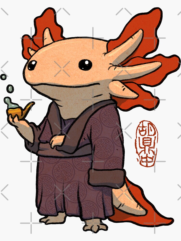 Thumbnail 3 von 3, Sticker, süßer Axolotl-Philosoph designt und verkauft von DingHuArt.