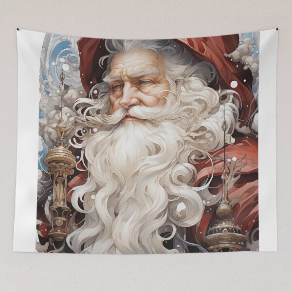 Item preview, Santa's Elegance - Mucha-Inspired Art Print designed and sold by SlayerOfKings.