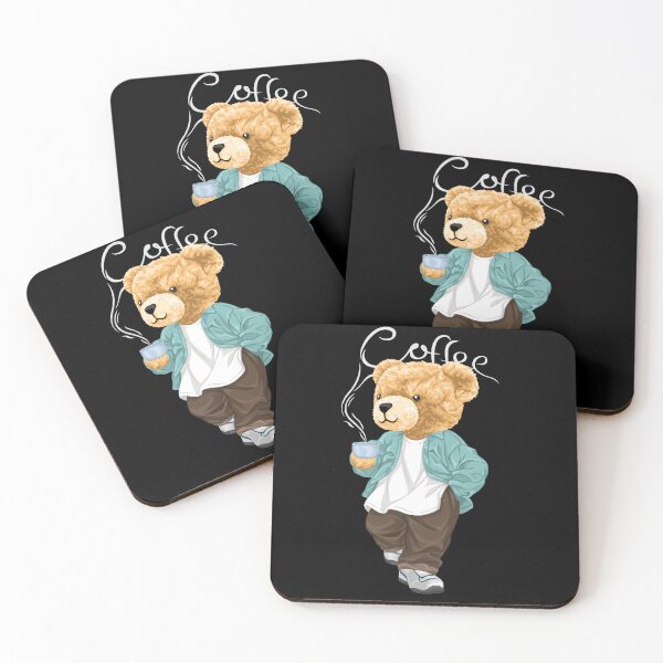 Item preview, Fashionable teddy bear illustration with a coffee cup designed and sold by Bhonard 21.