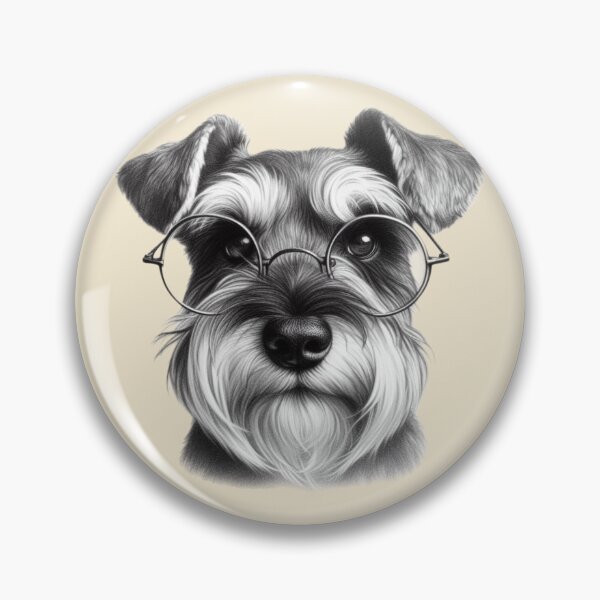 Item preview, Pencil drawing of a Miniature Schnauzer in glasses designed and sold by barksandsqueaks.