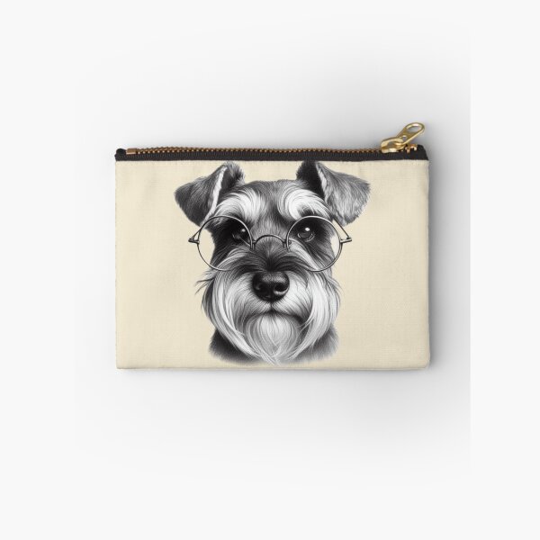 Item preview, Pencil drawing of a Miniature Schnauzer in glasses designed and sold by barksandsqueaks.
