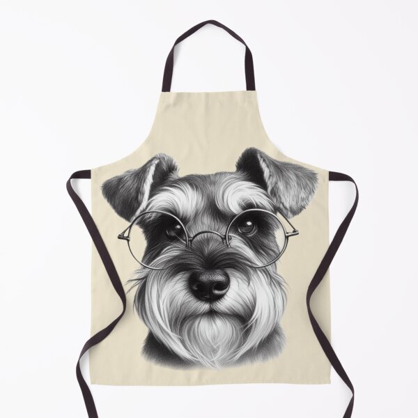 Item preview, Pencil drawing of a Miniature Schnauzer in glasses designed and sold by barksandsqueaks.