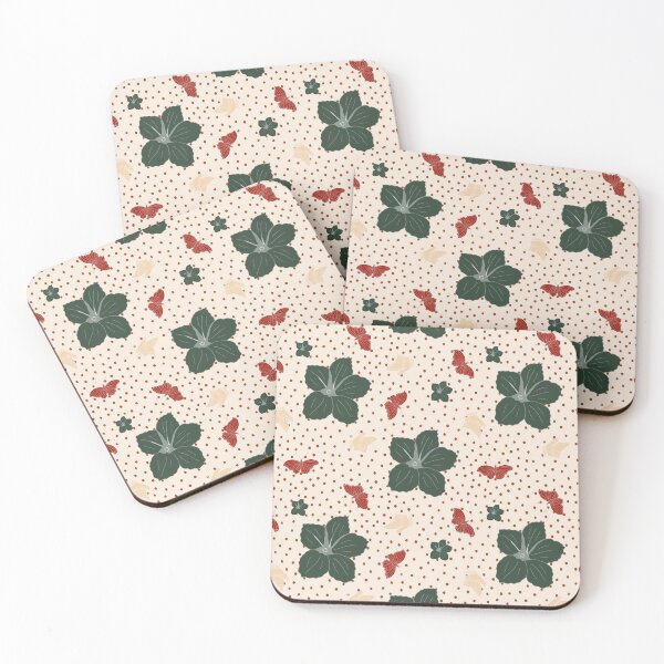 Item preview, Festive Christmas flower and butterflies - green red designed and sold by SerahO.