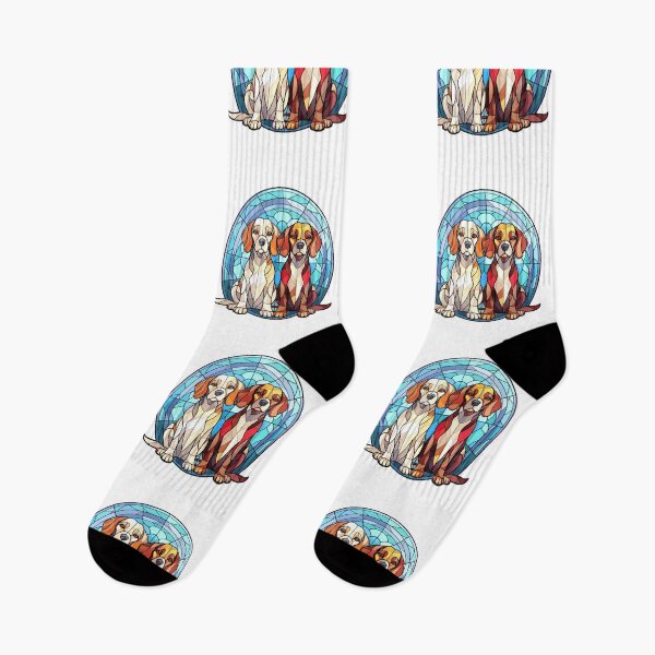Artikelvorschau, Beagles im Buntglasstil entworfen und verkauft von stainedglass101.